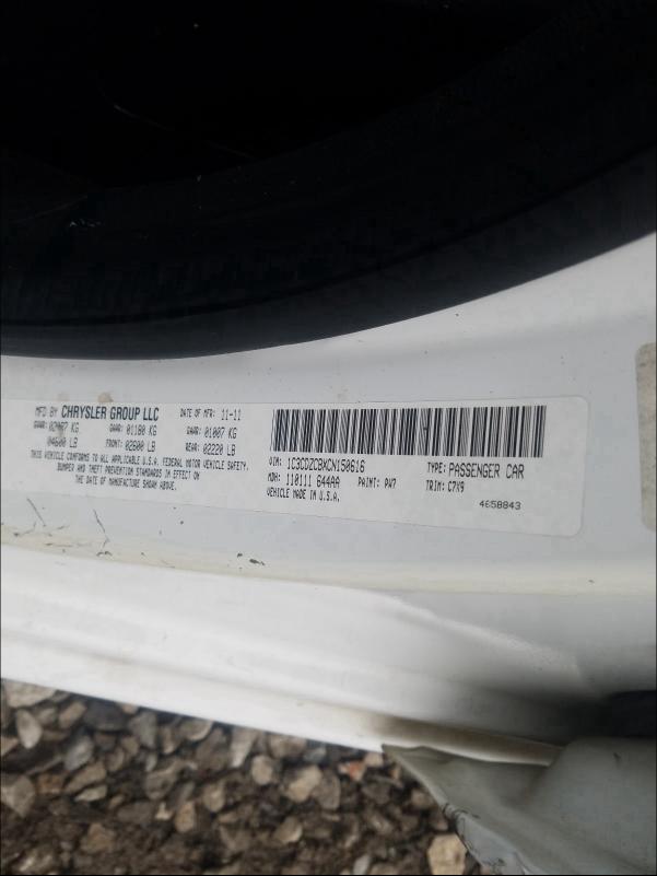 2012 DODGE AVENGER SX 1C3CDZCBXCN150616