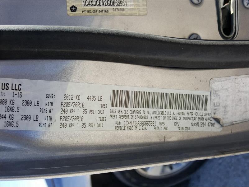 2016 JEEP COMPASS LA 1C4NJCEA2GD665961