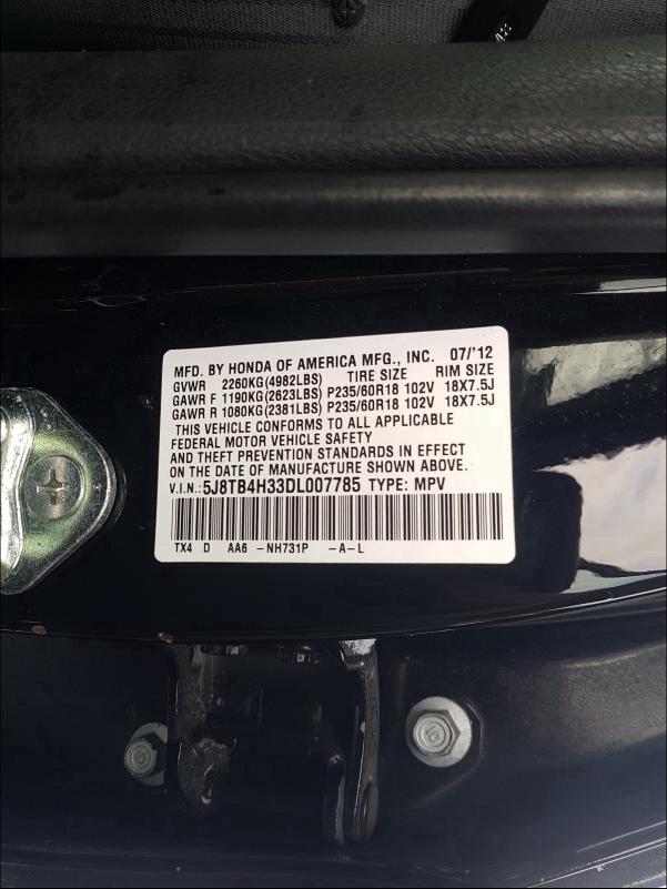 2013 ACURA RDX 5J8TB4H33DL007785