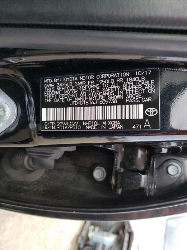 2018 TOYOTA PRIUS C JTDKDTB36J1605738