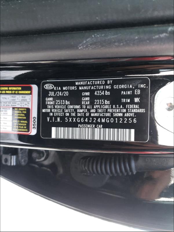 2021 KIA K5 GT LINE 5XXG64J24MG012256