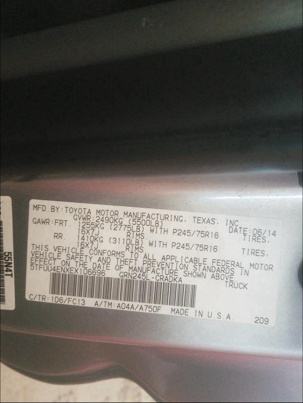 2014 TOYOTA TACOMA 5TFUU4ENXEX106696