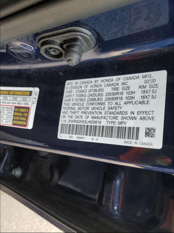 2020 HONDA CRV 2HKRW2H53LH630619