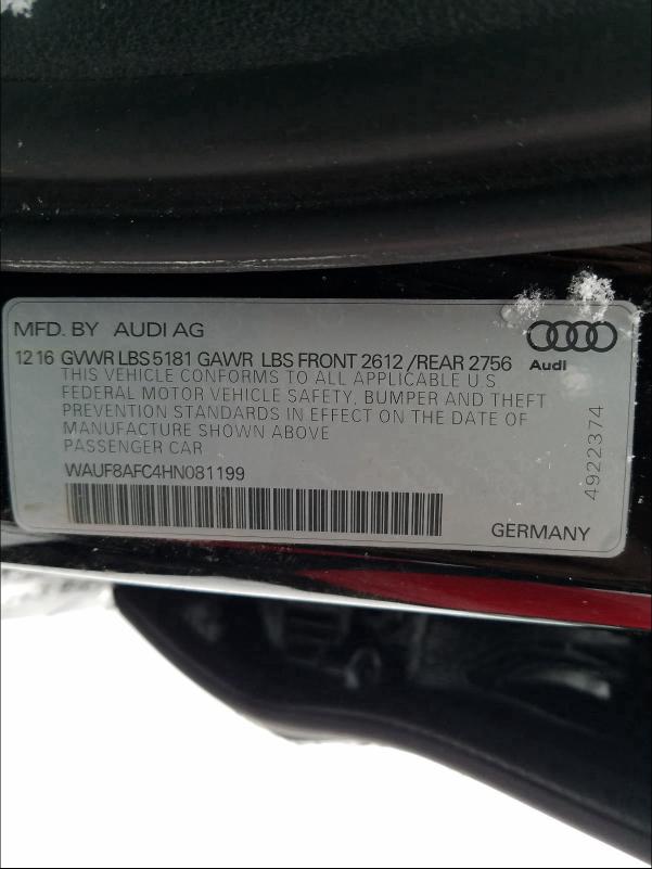 2017 AUDI A6 PREMIUM WAUF8AFC4HN081199