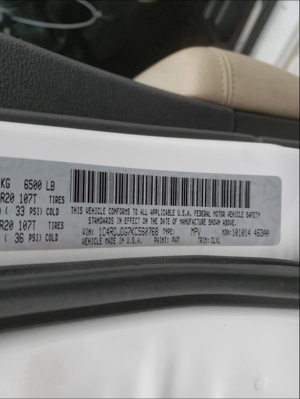 2019 DODGE DURANGO GT 1C4RDJDG7KC560768