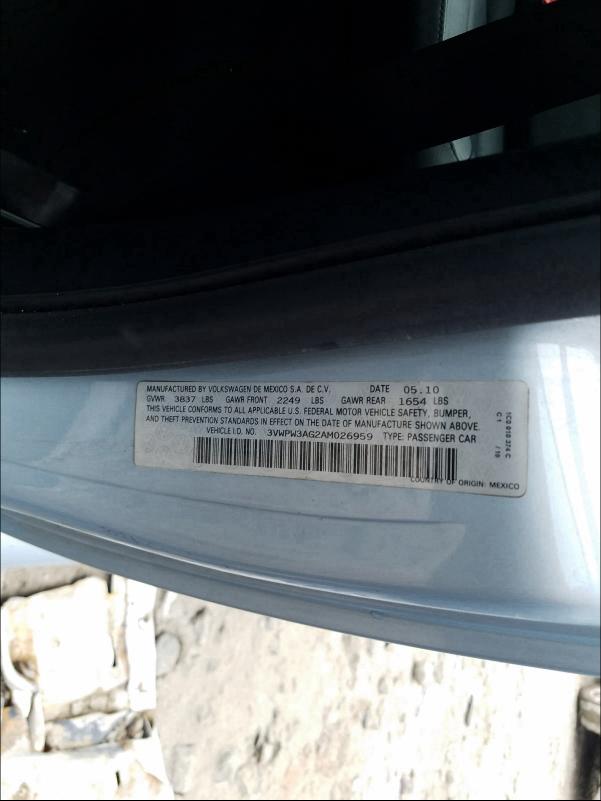 2010 VOLKSWAGEN NEW BEETLE 3VWPW3AG2AM026959