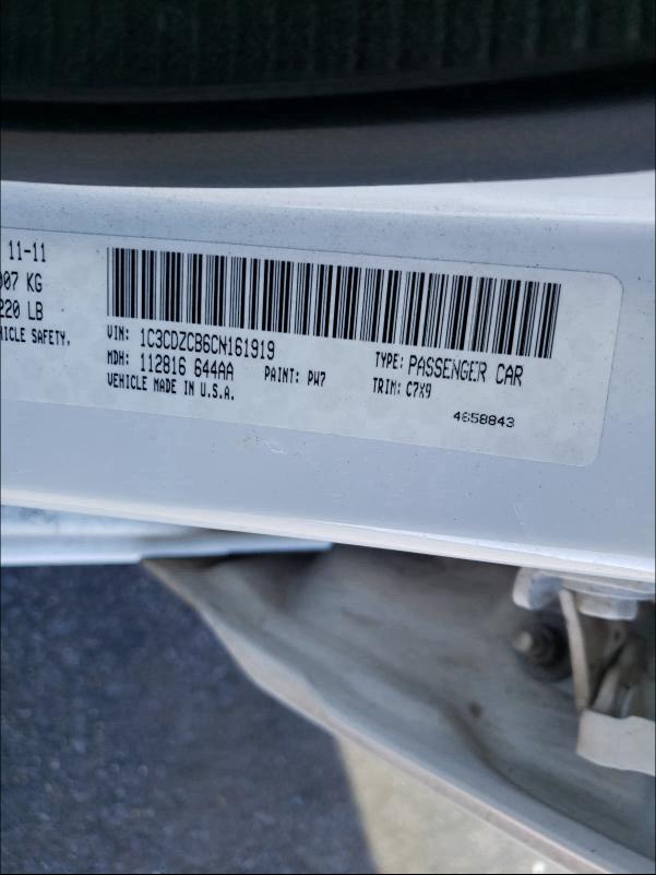 2012 DODGE AVENGER SX 1C3CDZCB6CN161919