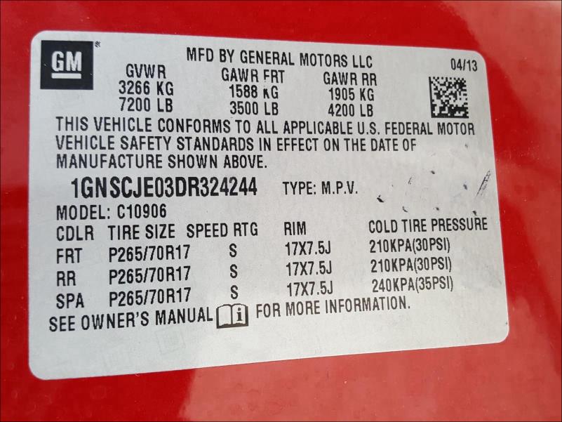 2013 CHEVROLET SUBURBAN C 1GNSCJE03DR324244