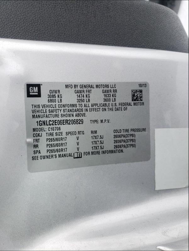 2014 CHEVROLET TAHOE POLI 1GNLC2E06ER206829
