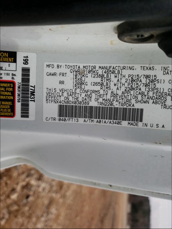 2013 TOYOTA TACOMA 5TFNX4CN8DX030389