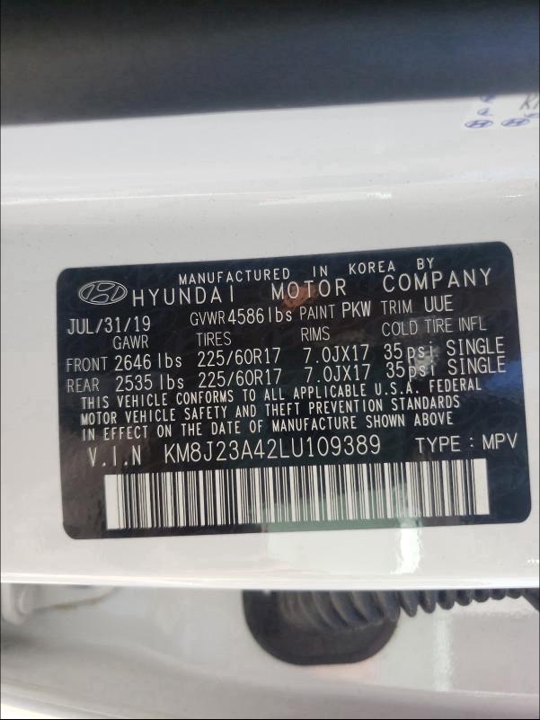 2020 HYUNDAI TUCSON SE KM8J23A42LU109389