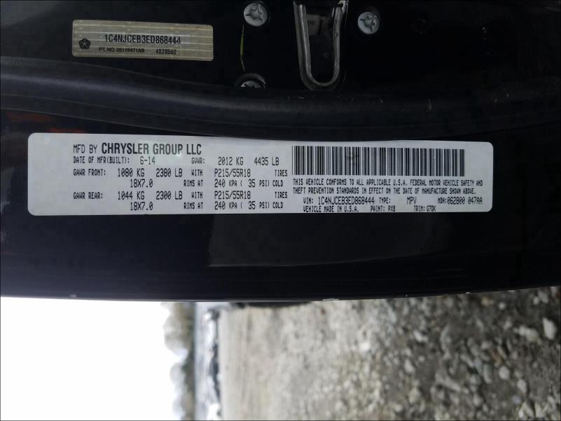 2014 JEEP COMPASS LA 1C4NJCEB3ED868444