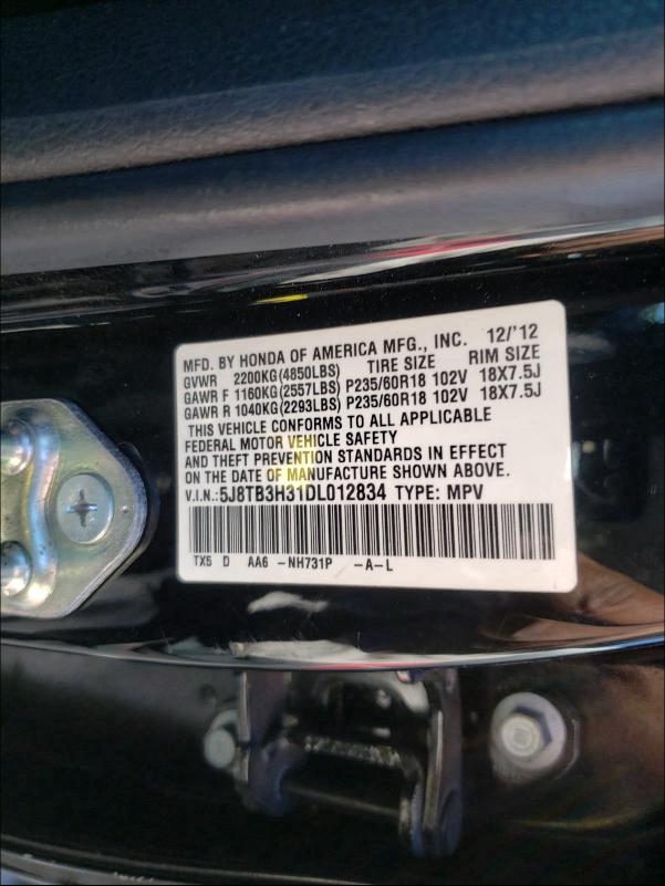 2013 ACURA RDX 5J8TB3H31DL012834