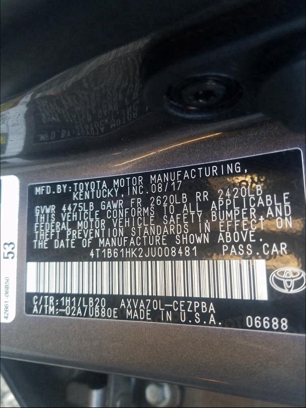 2018 TOYOTA CAMRY XSE - 4T1B61HK2JU008481
