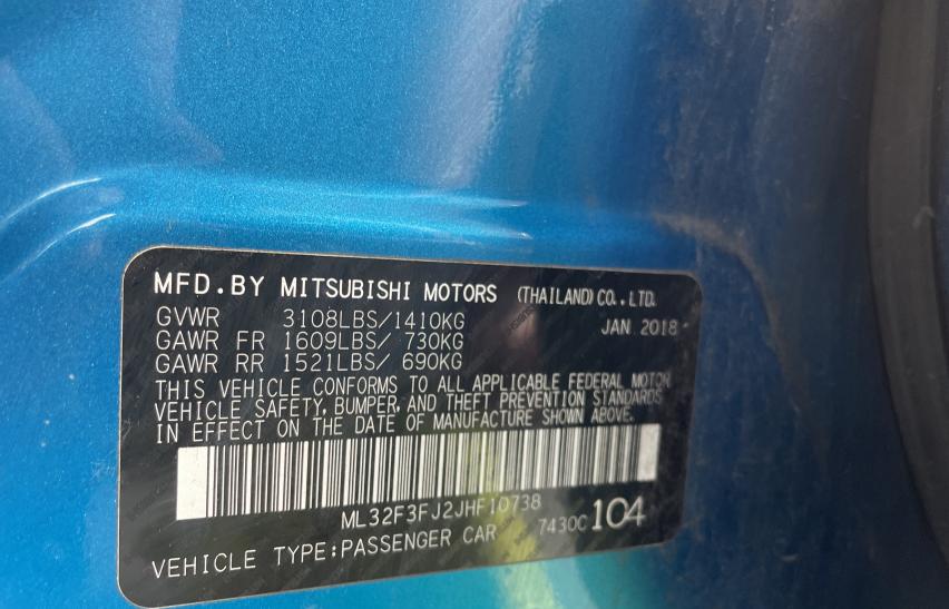2018 MITSUBISHI MIRAGE G4 ML32F3FJ2JHF10738