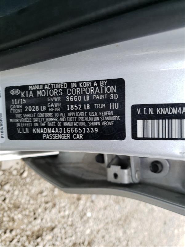 2016 KIA RIO LX KNADM4A31G6651339