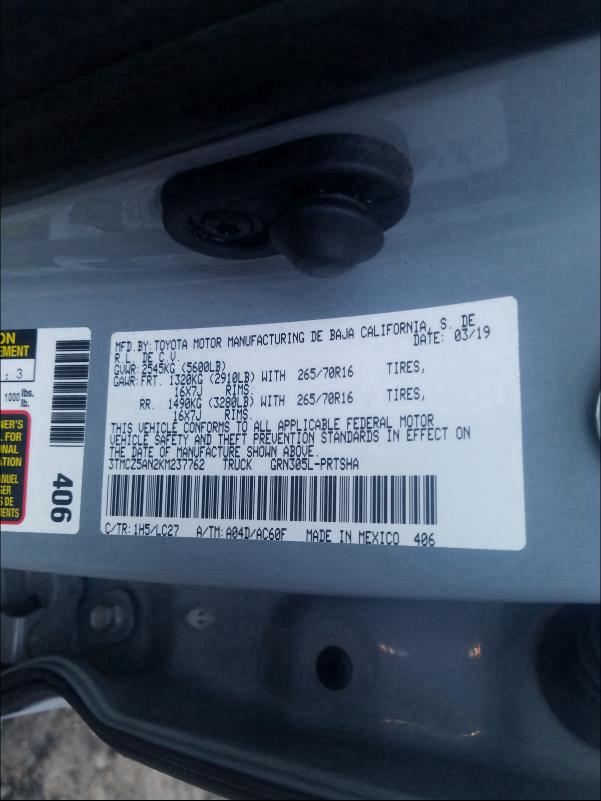 2019 TOYOTA TACOMA DOU - 3TMCZ5AN2KM237762