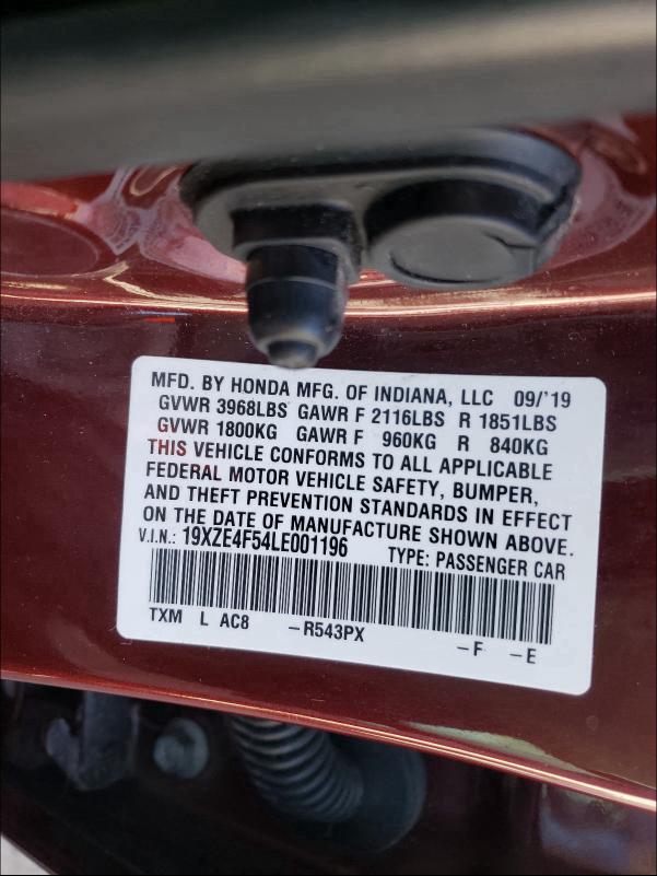 2020 HONDA INSIGHT EX - 19XZE4F54LE001196