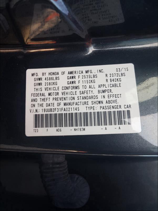 2015 ACURA TLX 19UUB2F31FA021145
