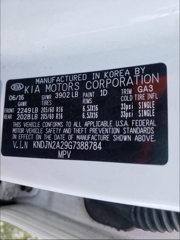 2016 KIA SOUL - KNDJN2A29G7388784