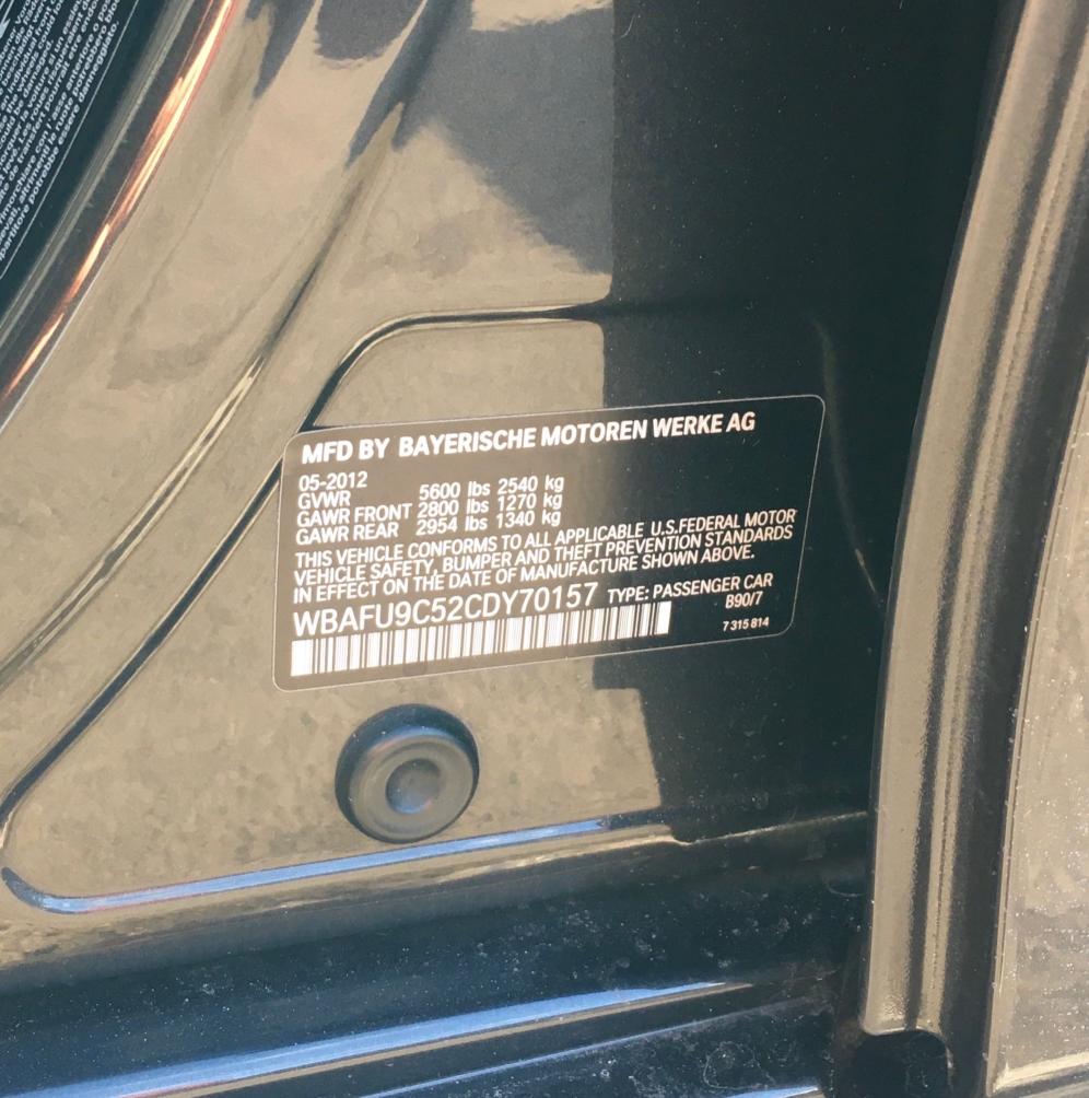 2012 BMW 550 XI WBAFU9C52CDY70157