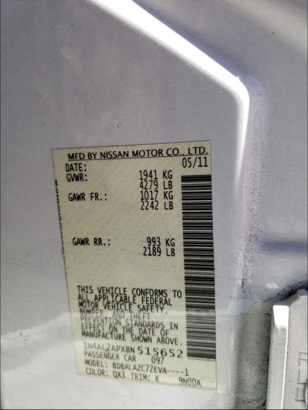 2011 NISSAN ALTIMA BAS - 1N4AL2APXBN515652