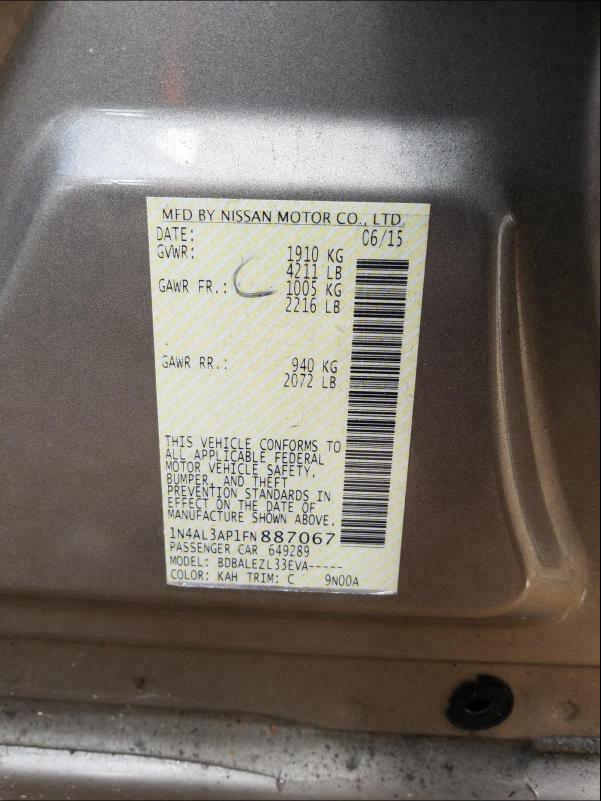 2015 NISSAN ALTIMA 2.5 1N4AL3AP1FN887067