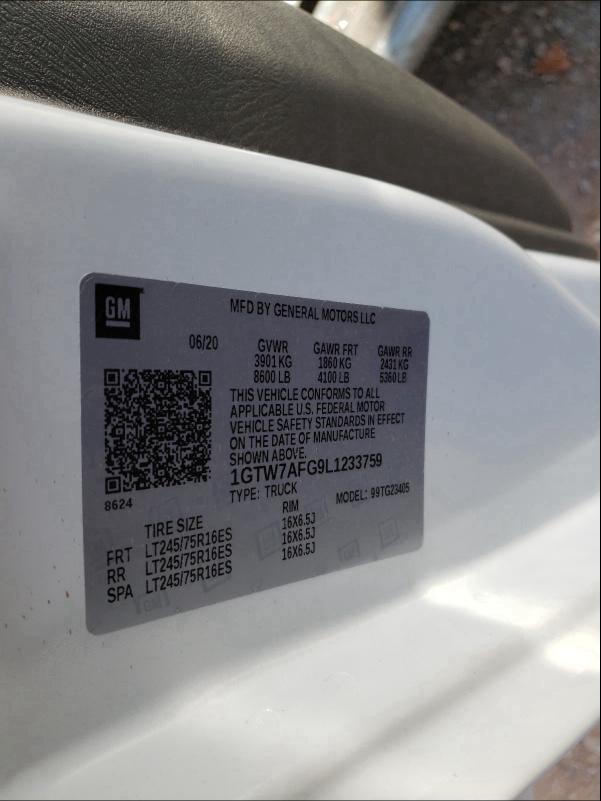 2020 GMC SAVANA G25 1GTW7AFG9L1233759