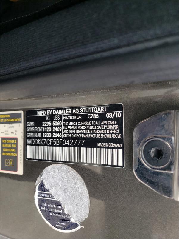 2011 MERCEDES-BENZ E 550 WDDKK7CF5BF042777