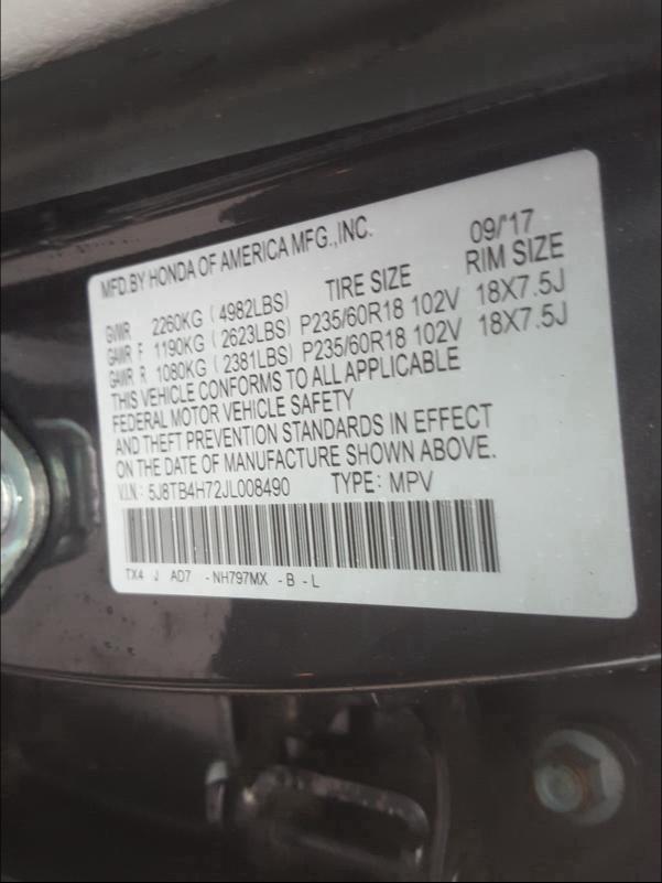 2018 ACURA RDX ADVANC 5J8TB4H72JL008490