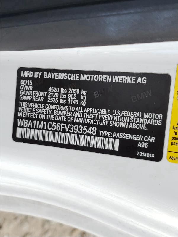 2015 BMW M235I WBA1M1C56FV393548