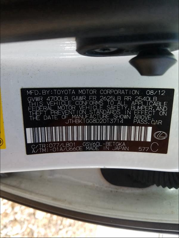 2013 LEXUS ES 350 JTHBK1GG8D2013714