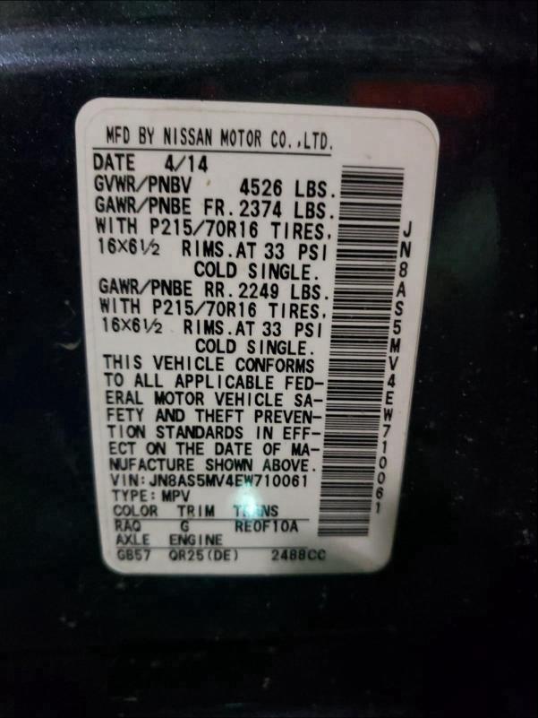 2014 NISSAN ROGUE SELE JN8AS5MV4EW710061