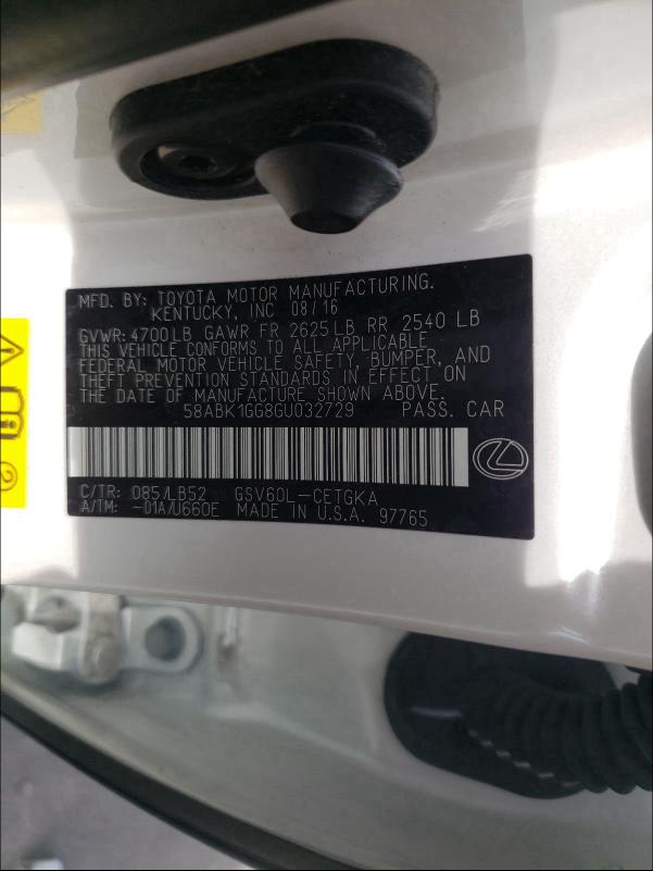 2016 LEXUS ES 350 58ABK1GG8GU032729