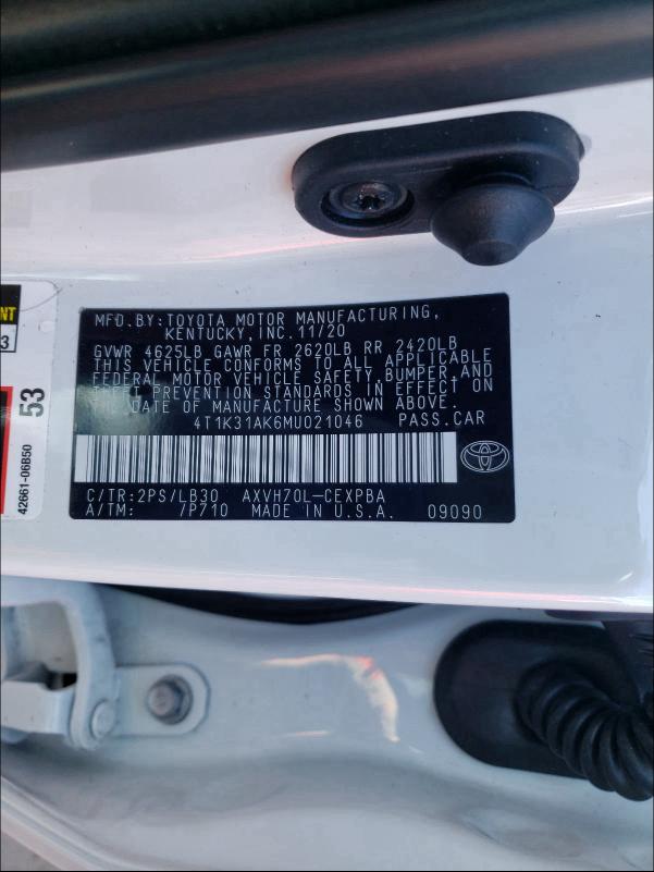 2021 TOYOTA CAMRY XSE - 4T1K31AK6MU021046