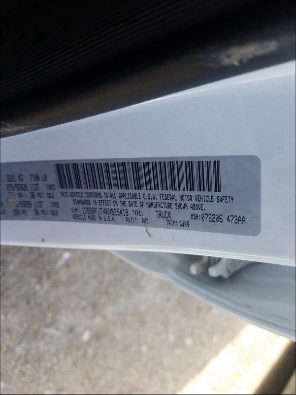 2019 RAM 1500 LARAM 1C6SRFJT4KN925419