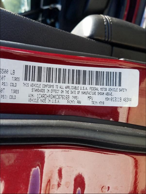2019 DODGE DURANGO SX 1C4RDHAGXKC676169