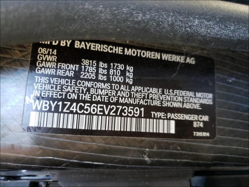 2014 BMW I3 REX WBY1Z4C56EV273591