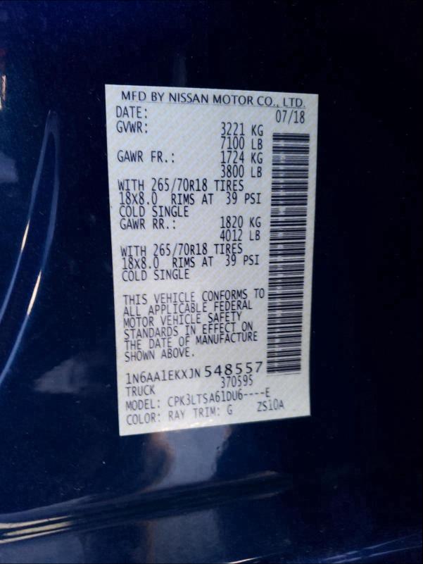 2018 NISSAN TITAN S - 1N6AA1EKXJN548557