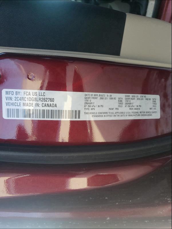 2020 CHRYSLER VOYAGER LX 2C4RC1DG8LR262760