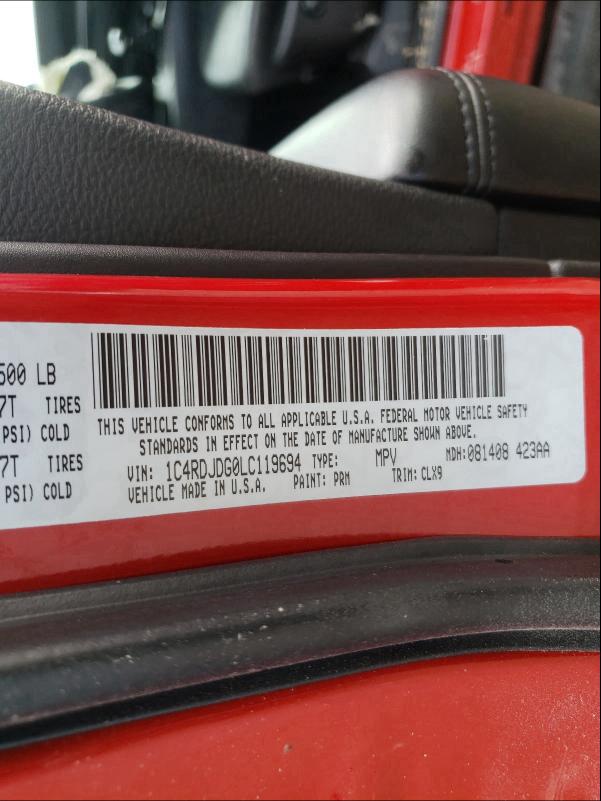 2020 DODGE DURANGO GT 1C4RDJDG0LC119694