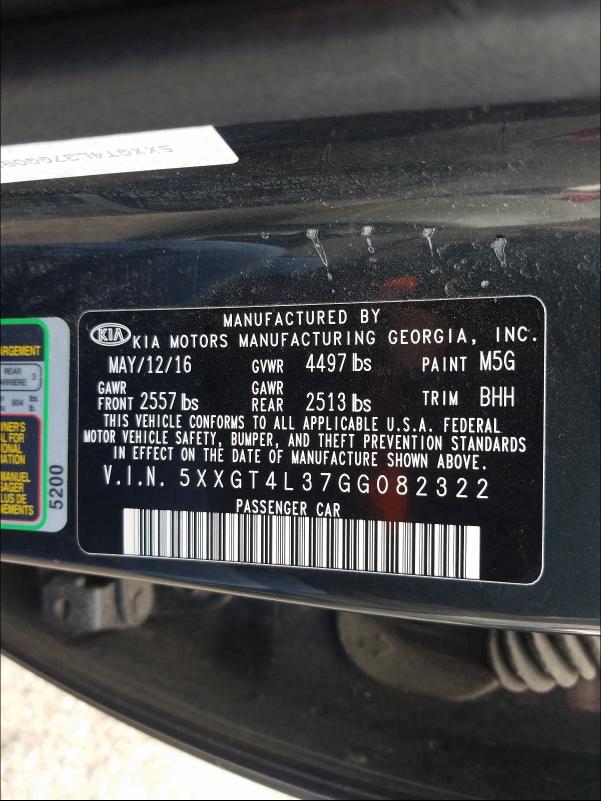 2016 KIA OPTIMA LX 5XXGT4L37GG082322