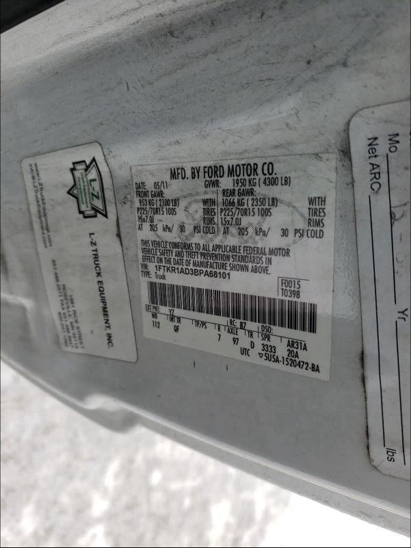 2011 FORD RANGER 1FTKR1AD3BPA68101