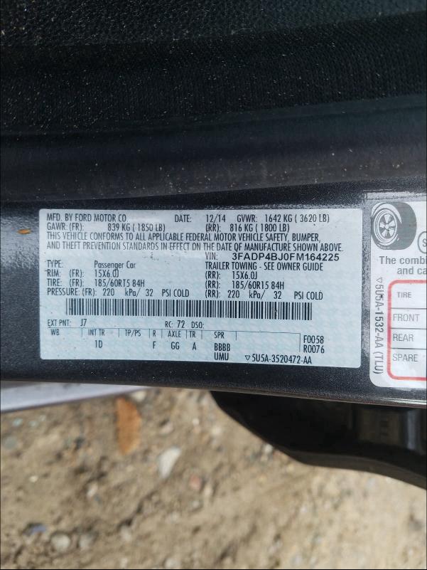 2015 FORD FIESTA SE 3FADP4BJ0FM164225