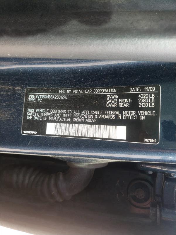 2010 VOLVO S40 2.4I YV1382MS6A2501276