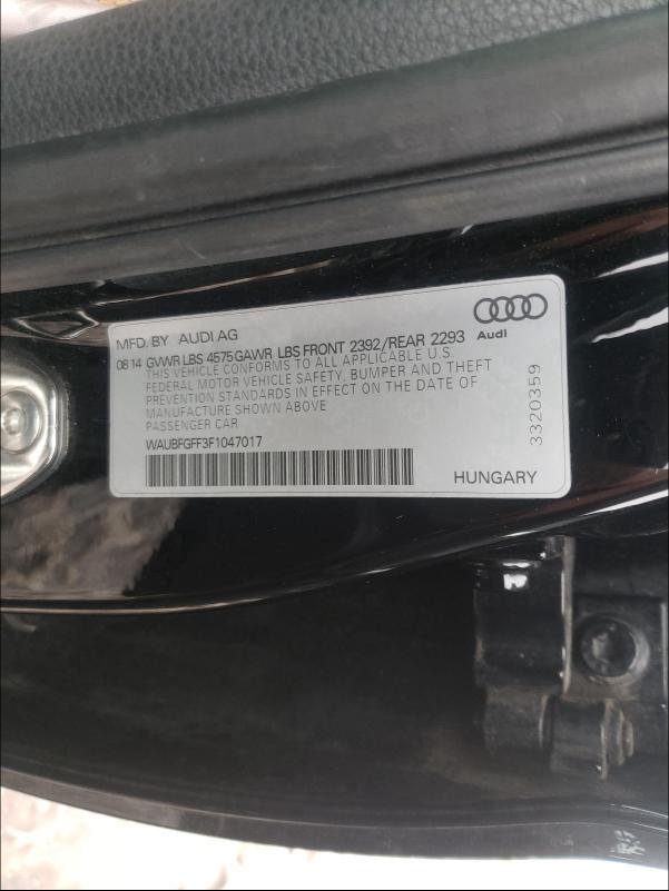 2015 AUDI S3 PREMIUM WAUBFGFF3F1047017