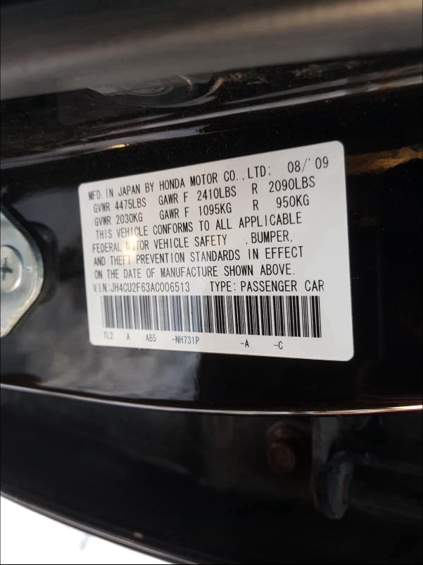 2010 ACURA TSX JH4CU2F63AC006513