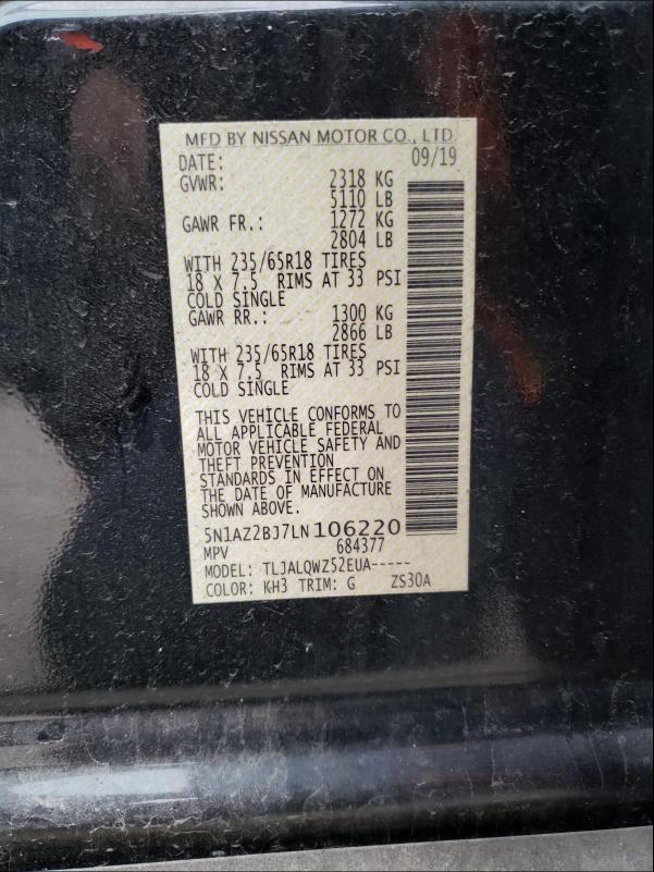 2020 NISSAN MURANO SV 5N1AZ2BJ7LN106220