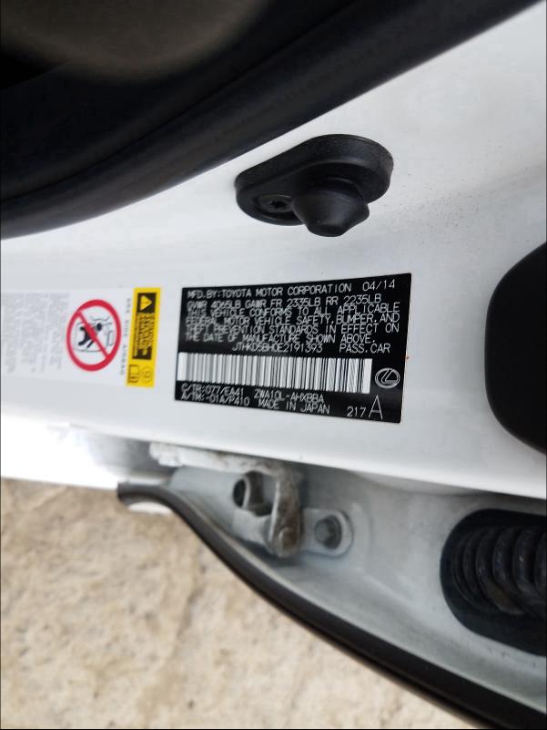 2014 LEXUS CT 200 JTHKD5BH0E2191393