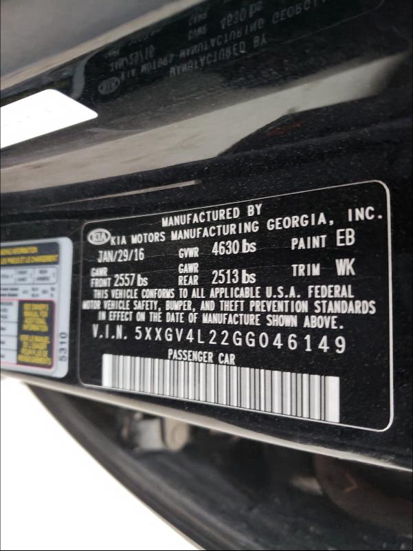 2016 KIA OPTIMA SXL 5XXGV4L22GG046149